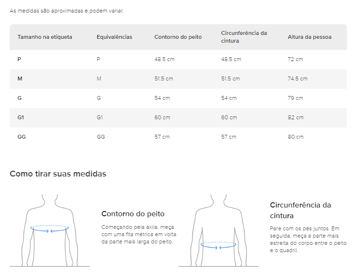 Medidas camiseta logo raposa masc